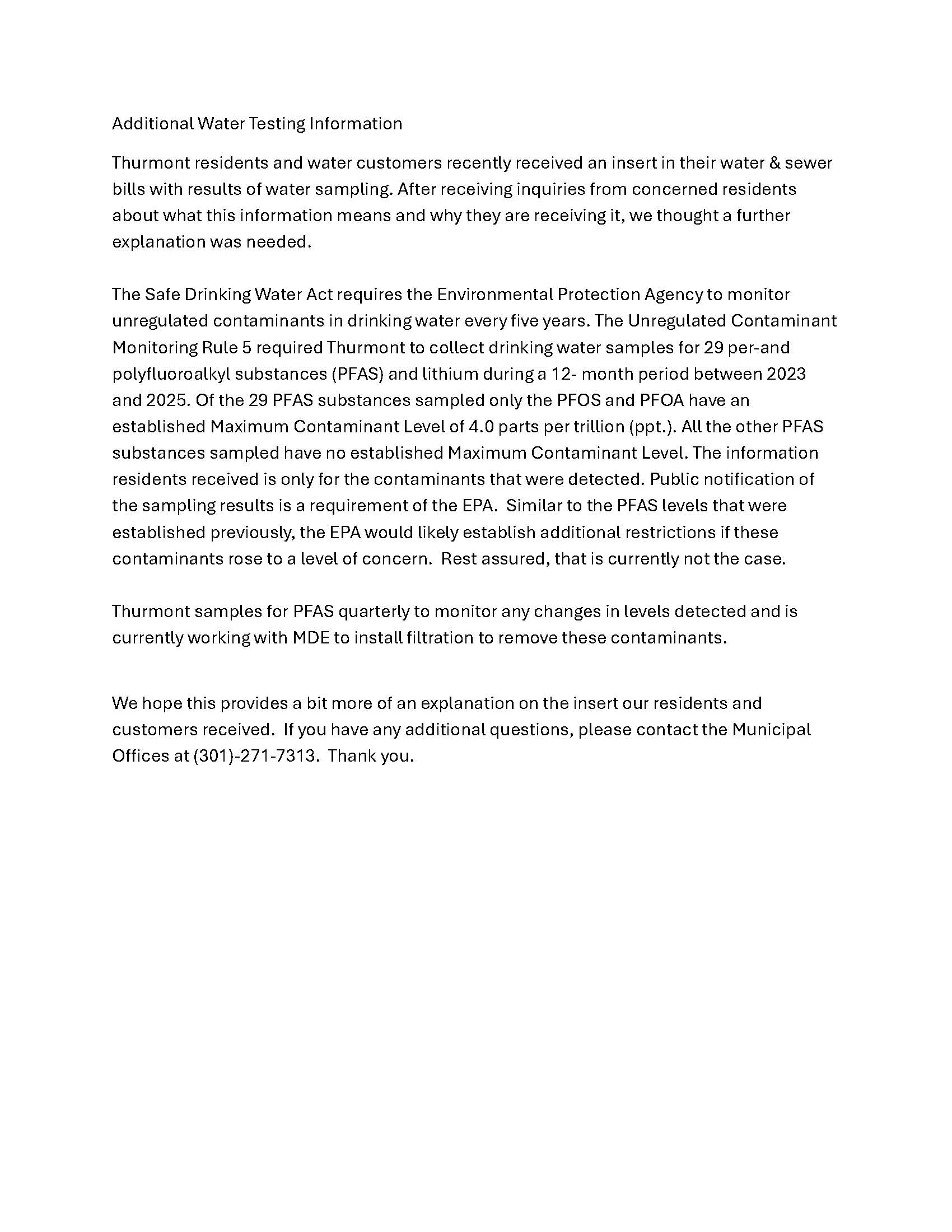 Additional Water Testing 3